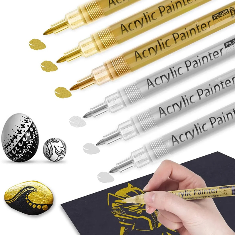 Copic Marker Classic - 3Pcs/set Acrylic Markers Paint Pen Black/White/Gold/Silver