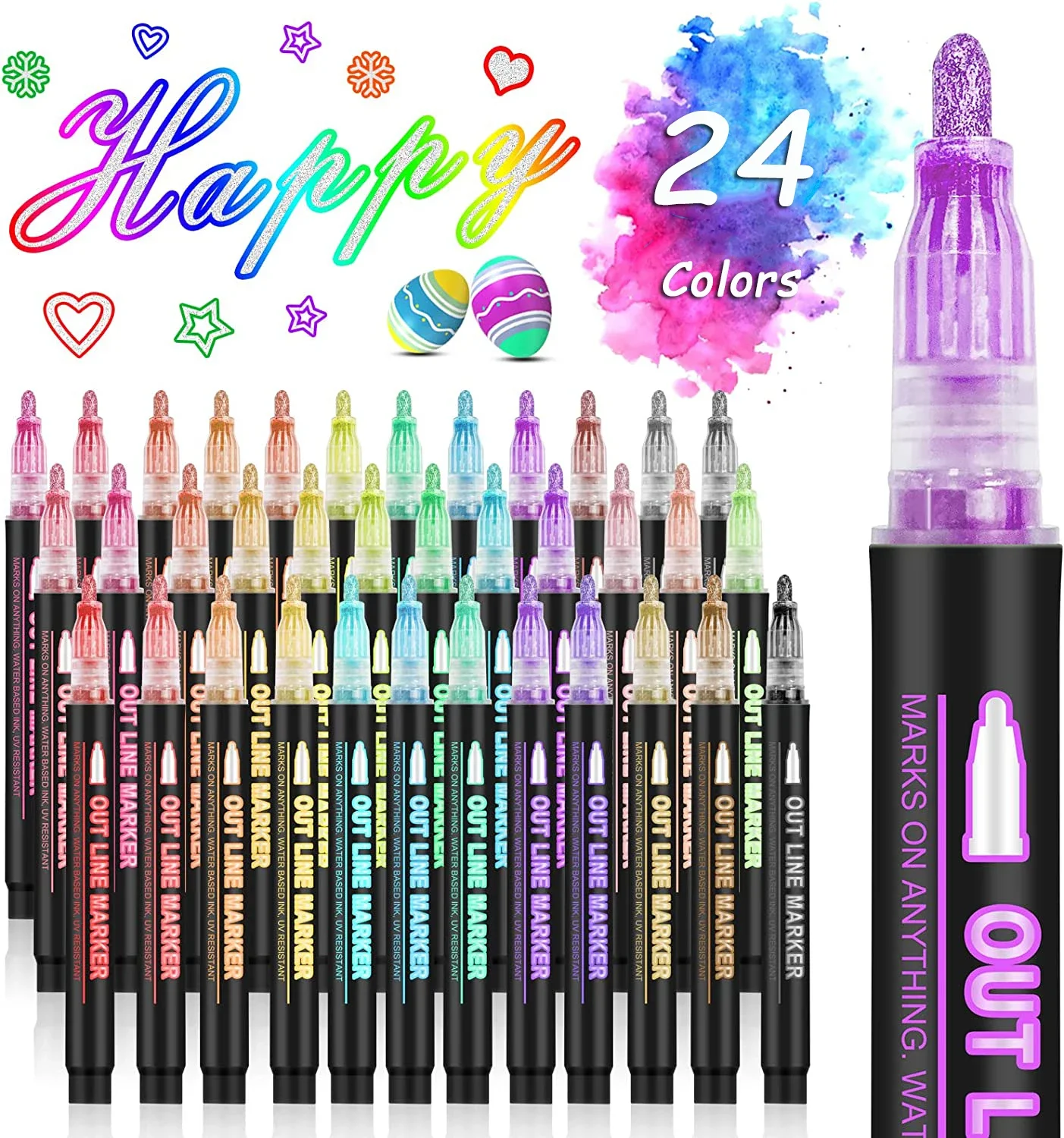 36 Color Double Line Outline A - огляд і ціна Highlighter Set Pastel