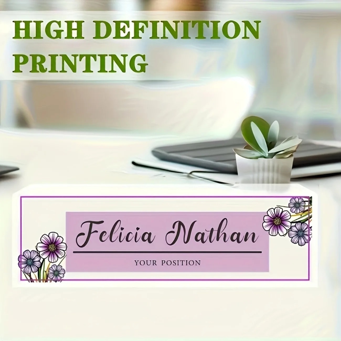 Pink‑Purple Floral Acrylic Des - огляд і ціна Desk Name Plate