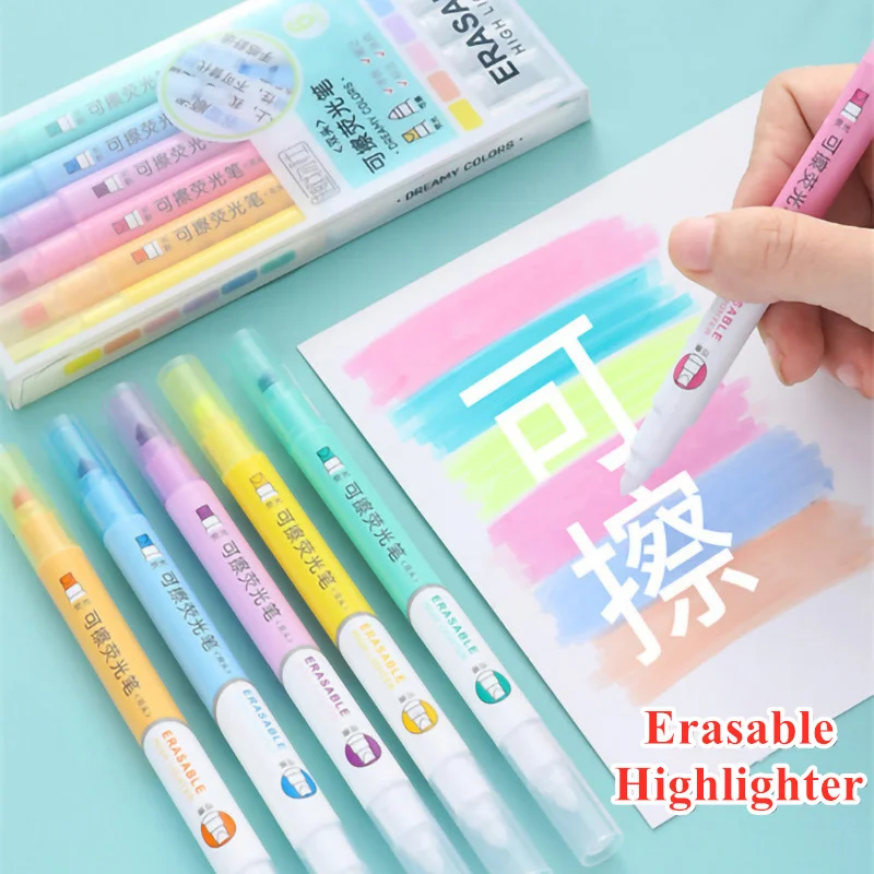 6 Colors Erasable Highlighters - огляд і ціна Highlighter Set Pastel