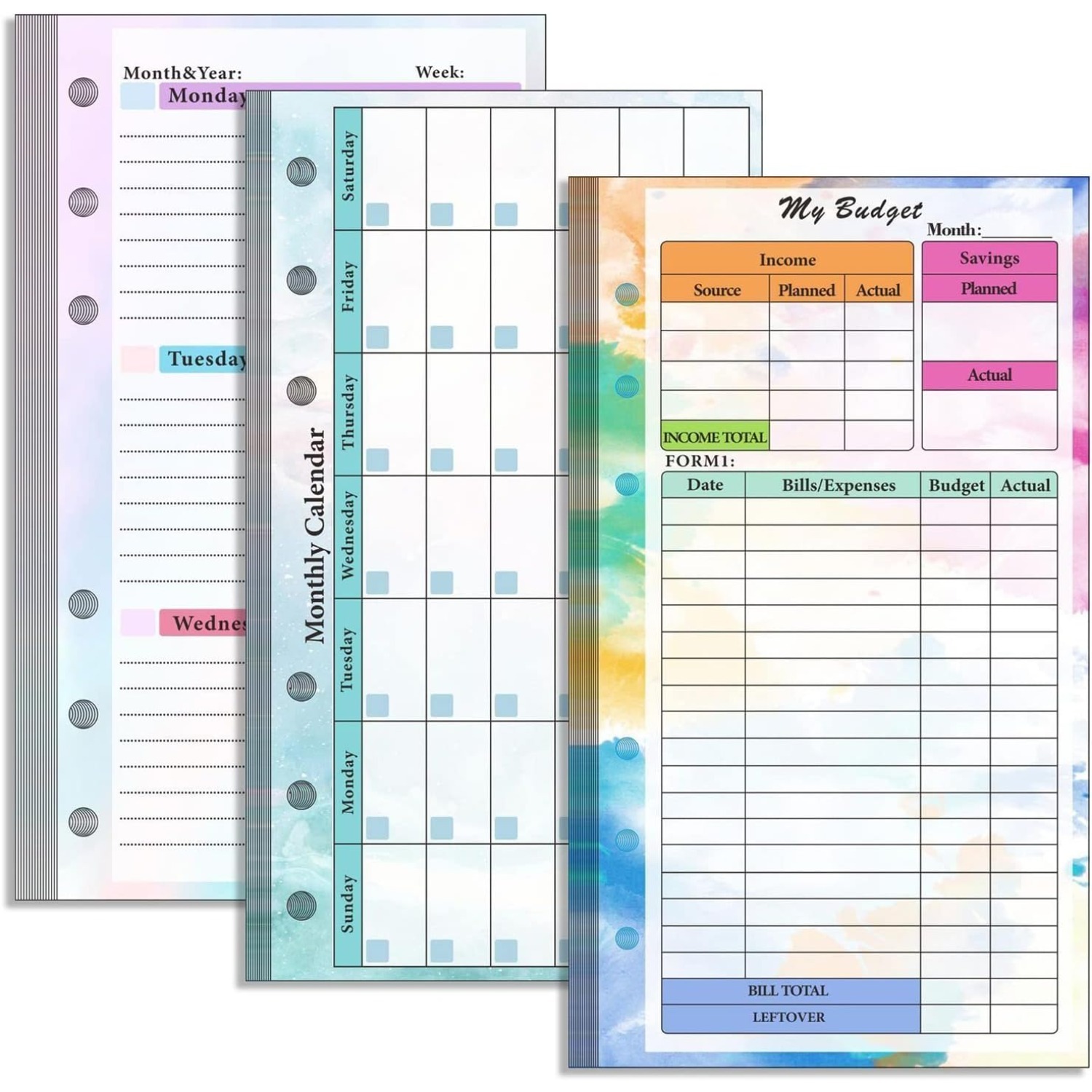 Set of 6-hole A6 binder refill - огляд і ціна Planner Weekly Budget