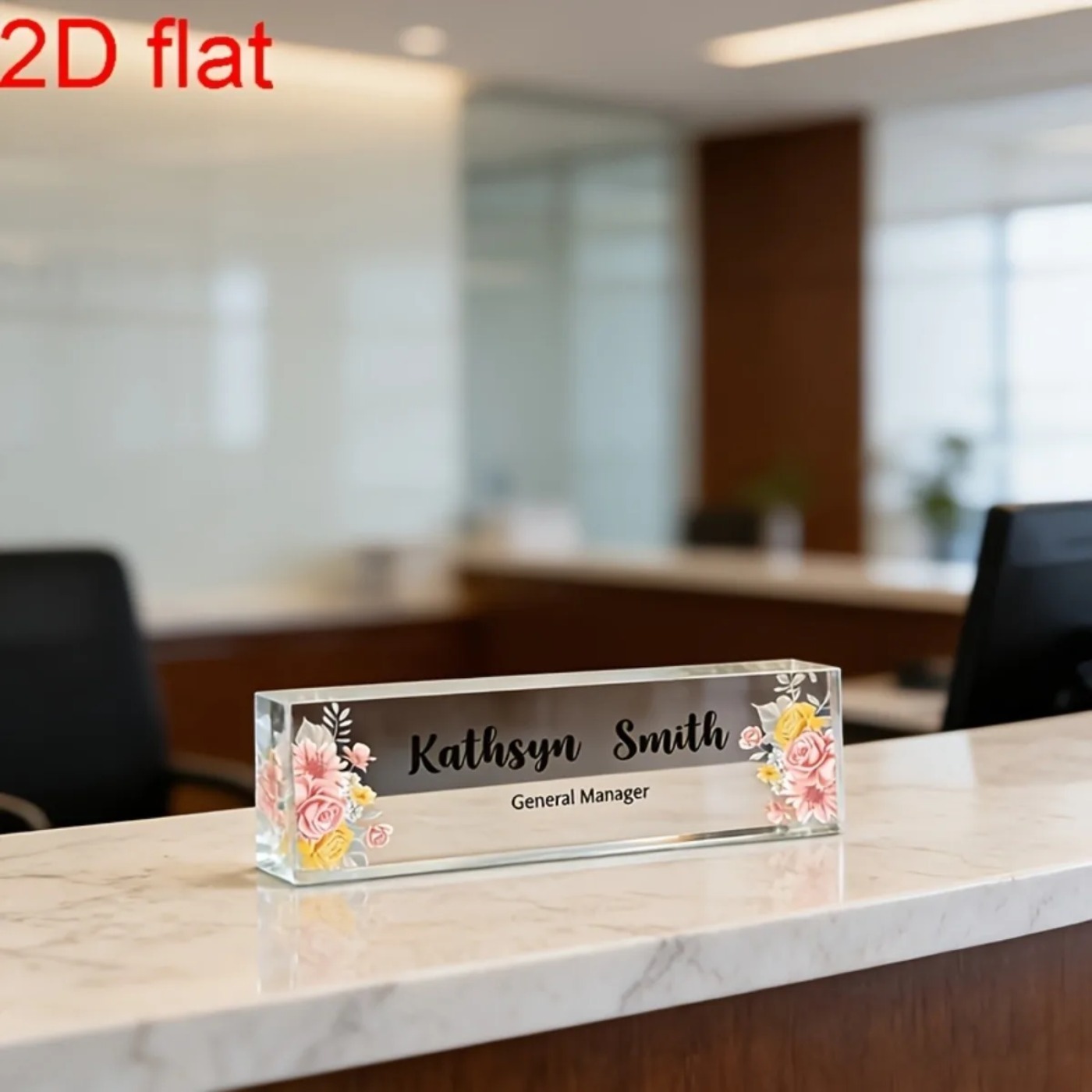 1PC 2D Flat Elegant Floral Acr - огляд і ціна Desk Name Plate