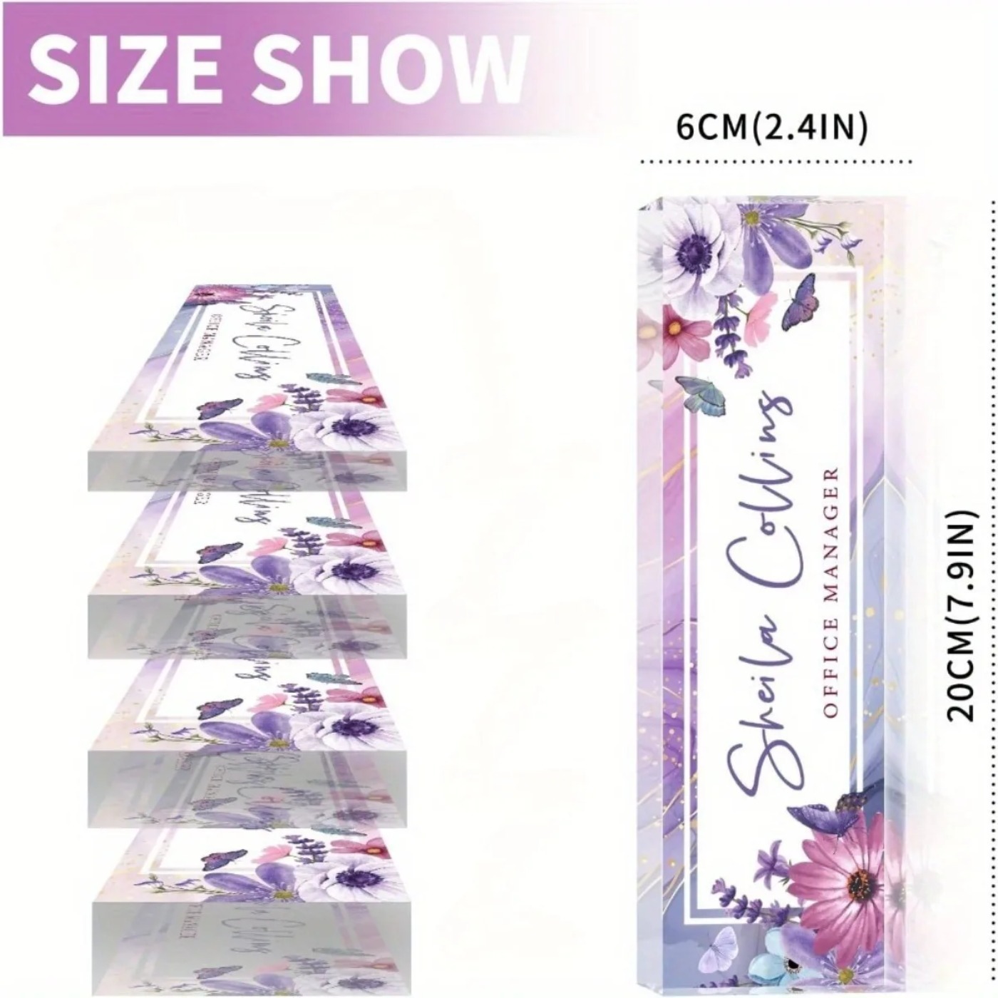 [2D Flat] Purple Flower Custom - огляд і ціна Desk Name Plate