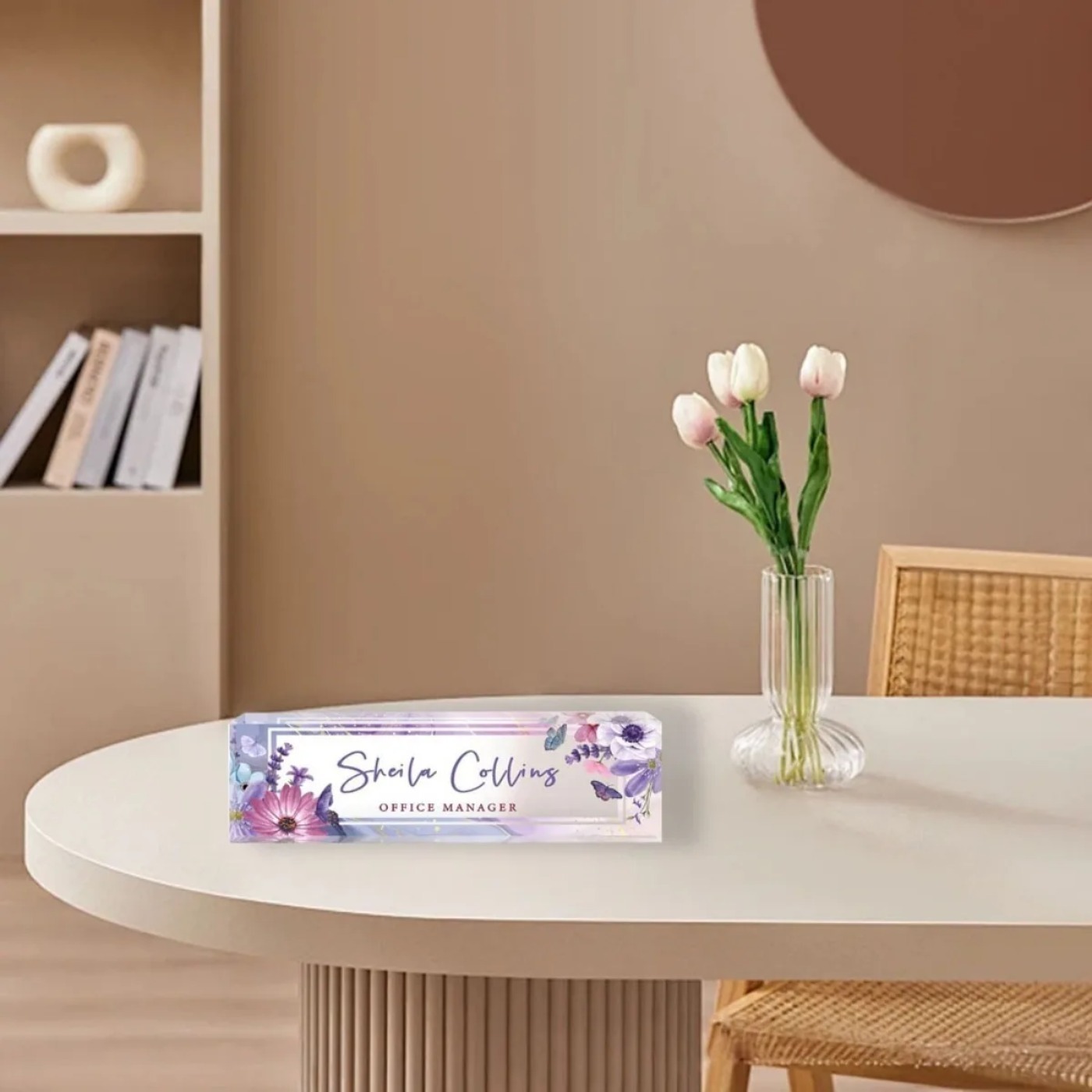 [2D Flat] Purple Flower Custom - огляд і ціна Desk Name Plate