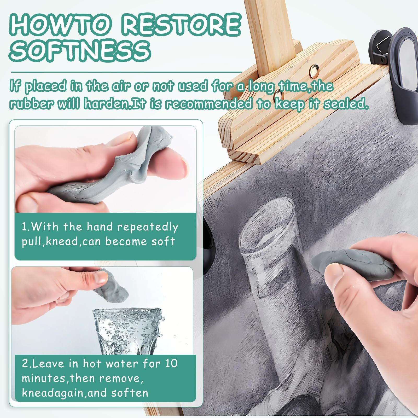 2pcs Kneaded Eraser for Artist - огляд і ціна Rubber Eraser Kneaded